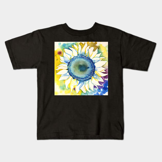 Sunflower Tie-Dye Watercolor Kids T-Shirt by KayBee Gift Shop